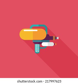 Water Gun flat icon with long shadow