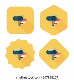 Water Gun flat icon with long shadow
