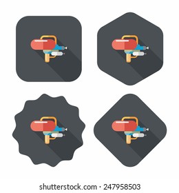 Water Gun flat icon with long shadow