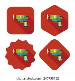 Water Gun flat icon with long shadow
