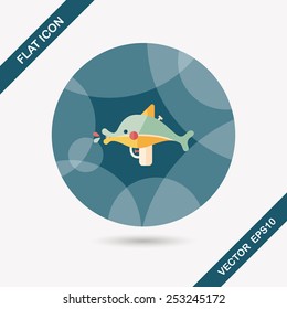Water Gun flat icon with long shadow