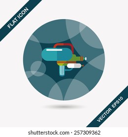 Water Gun flat icon with long shadow