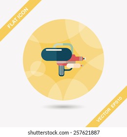 Water Gun flat icon with long shadow