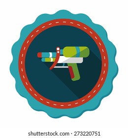 Water Gun flat icon with long shadow,eps10