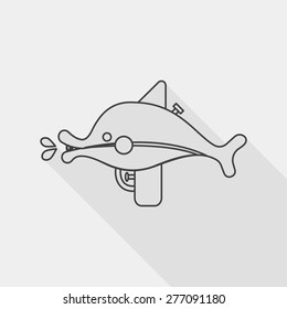 Water Gun flat icon with long shadow, line icon