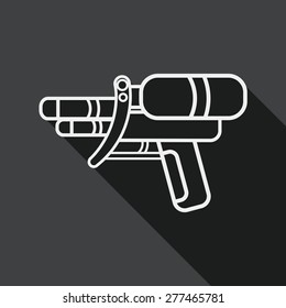 Water Gun flat icon with long shadow, line icon