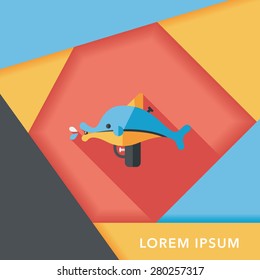 Water Gun flat icon with long shadow