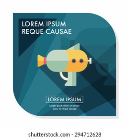 Water Gun flat icon with long shadow