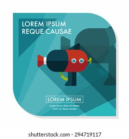Water Gun flat icon with long shadow