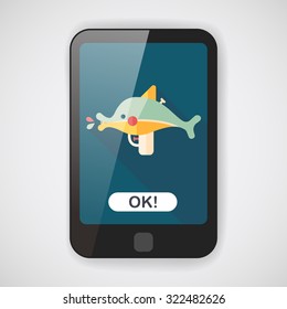 Water Gun flat icon with long shadow