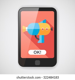 Water Gun flat icon with long shadow