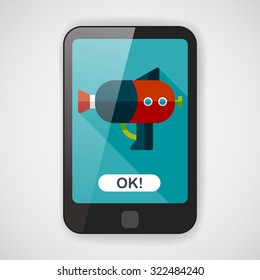 Water Gun flat icon with long shadow