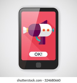 Water Gun flat icon with long shadow