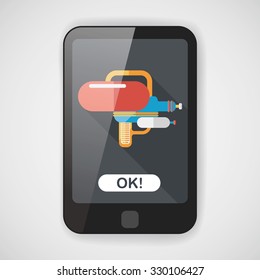 Water Gun flat icon with long shadow