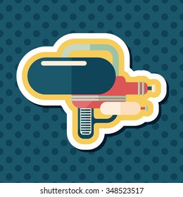 Water Gun flat icon with long shadow