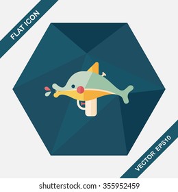 Water Gun flat icon with long shadow