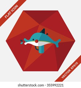 Water Gun flat icon with long shadow
