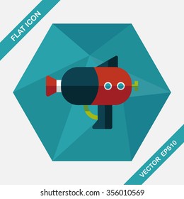 Water Gun flat icon with long shadow