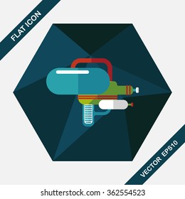 Water Gun flat icon with long shadow
