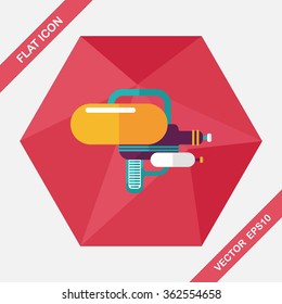 Water Gun flat icon with long shadow