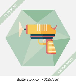 Water Gun flat icon with long shadow