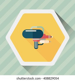 Water Gun flat icon with long shadow