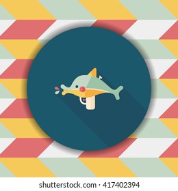 Water Gun flat icon with long shadow