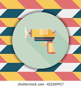 Water Gun flat icon with long shadow