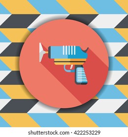 Water Gun flat icon with long shadow