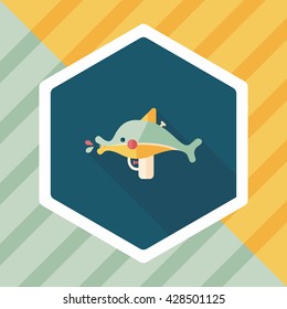 Water Gun flat icon with long shadow