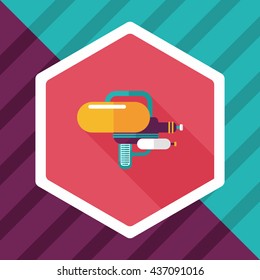 Water Gun flat icon with long shadow