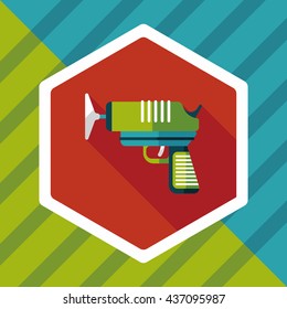 Water Gun flat icon with long shadow