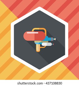 Water Gun flat icon with long shadow
