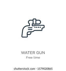Water gun icon. Thin linear water gun outline icon isolated on white background from free time collection. Line vector sign, symbol for web and mobile