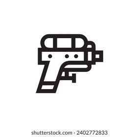 Water gun icon vector. Linear style sign for mobile concept and web design. Water gun symbol illustration. Pixel vector graphics - Vector.
