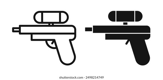 colección de Vector Iconicon de pistola de agua en estilo delineado y sólido