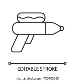 Water gun linear icon. Thin line illustration. Contour symbol. Vector isolated outline drawing. Editable stroke
