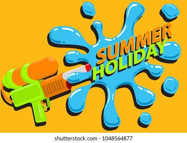 Water gun and splash vector for summer holiday concept