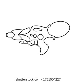 Icono vectorial de cañón de agua.Icono vector de línea aislado en pistola de agua de fondo blanco.