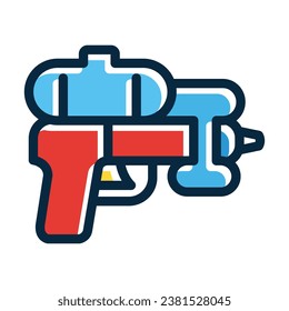 Water Gun Vector Thick Line Filled Dark Colors Icons For Personal And Commercial Use.
