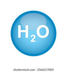 Water H2O blue molecule model isolated on white background, vector illustration. For decoration oxygen cosmetics. Ecology and biochemistry concept. 3d Water bubble EPS 10.