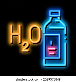 water h2o bottle neon light sign vector. Glowing bright icon water h2o bottle sign. transparent symbol illustration