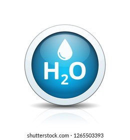 Water H2O drop button illustration