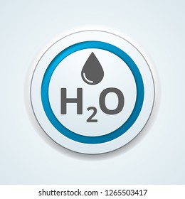Water H2O drop button illustration