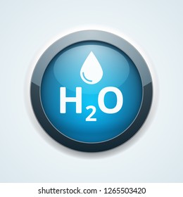 Water H2O drop button illustration