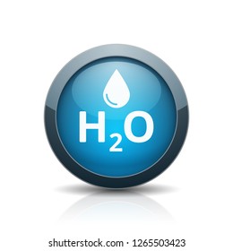 Water H2O drop button illustration