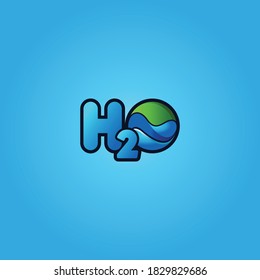 Water H2O Logo Design Concept