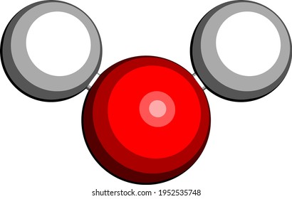 Wassermolekül (H2O). 3D-Darstellung. Atome werden als Kugeln mit herkömmlicher Farbcodierung dargestellt: Wasserstoff (weiß), Sauerstoff (rot).