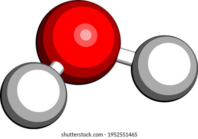 Wassermolekül (H2O). 3D-Darstellung. Atome werden als Kugeln mit herkömmlicher Farbcodierung dargestellt: Wasserstoff (weiß), Sauerstoff (rot).