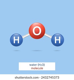 Water H2O molecule, Integrated particles hydrogen and oxygen, Chemistry model of molecule water scientific elements